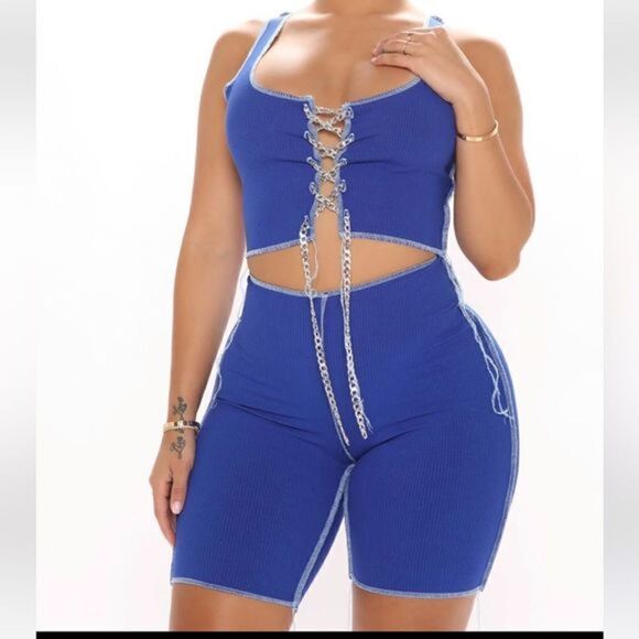 Stay Afloat Biker Short Set - Royal NWOT - Picture 2 of 5